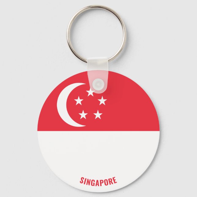 Singapore Flagga Charming Patriotic Nyckelring (Framsida)