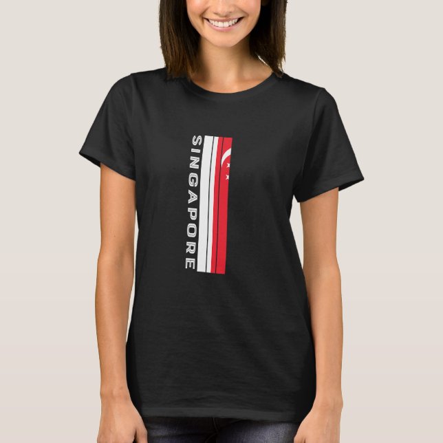 Singapore Flagga Färg T Shirt (Framsida)