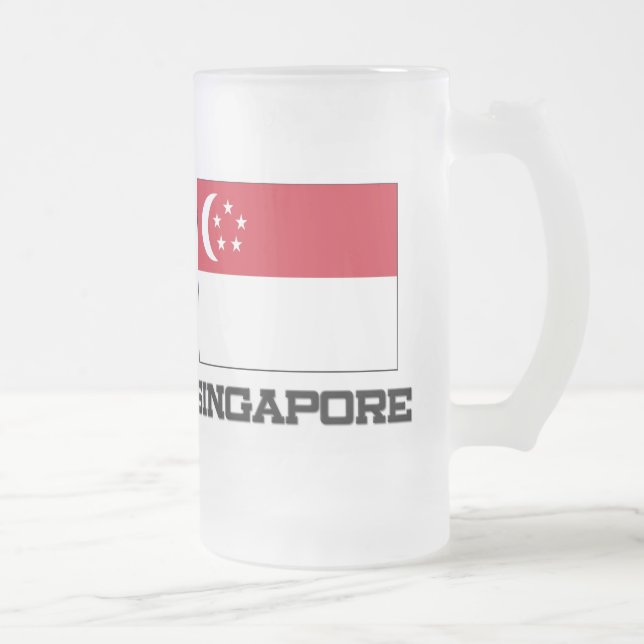 Singapore flagga frostat ölglas (Höger)