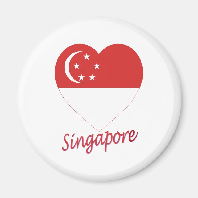 Singapore Flagga Heart Magnet (Framsidan)