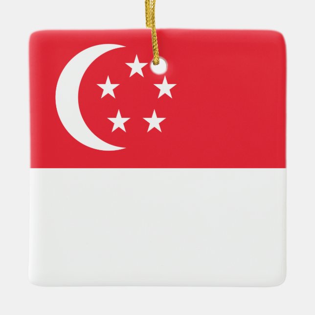 Singapore Flagga Julgransprydnad Keramik (Framsida)