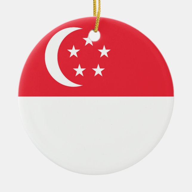 Singapore flagga julgransprydnad keramik (Framsidan)