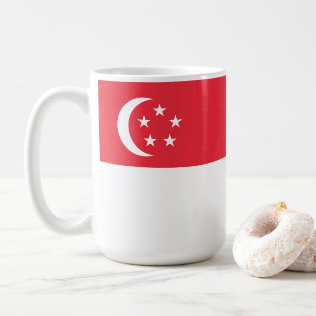 Singapore flagga kaffemugg (Med munk)