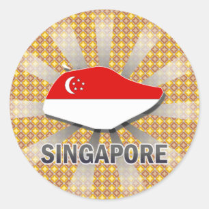 Singapore Flagga Karta 2.0 Runt Klistermärke