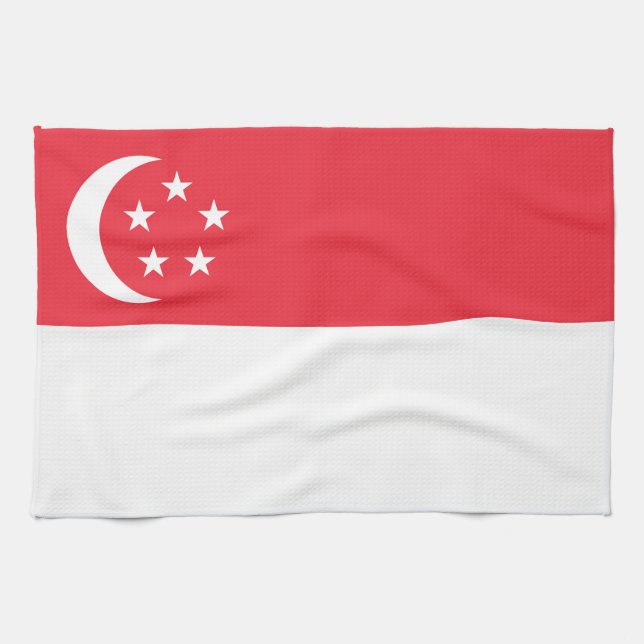 Singapore flagga kökshandduk (Horisontell)