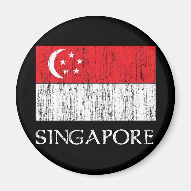 Singapore Flagga Magnet (Framsidan)