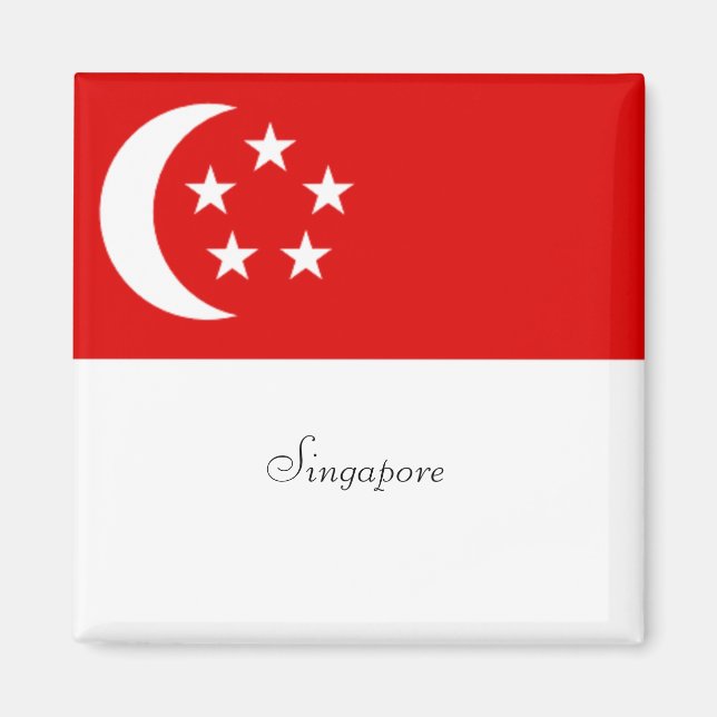 Singapore Flagga, märkt, Magnet (Framsidan)