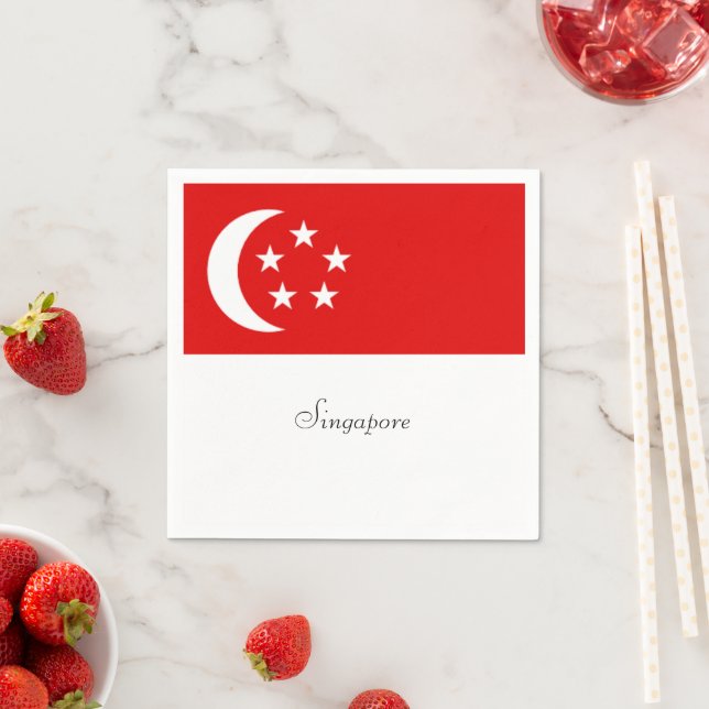 Singapore Flagga, märkt Pappersservett (Insitu)