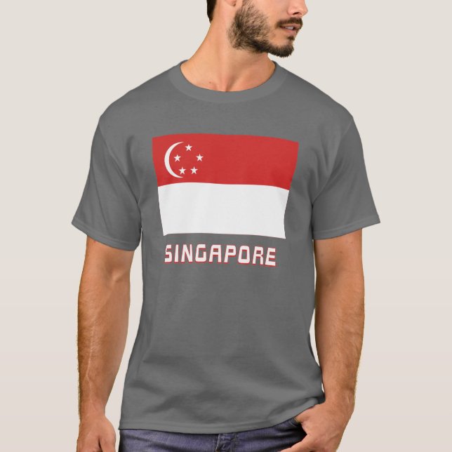 Singapore flagga med namn tee shirt (Framsida)