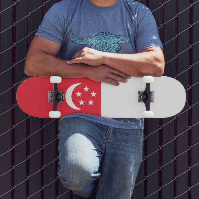Singapore flagga mini skateboard bräda 18,5 cm (Utomhus 3)