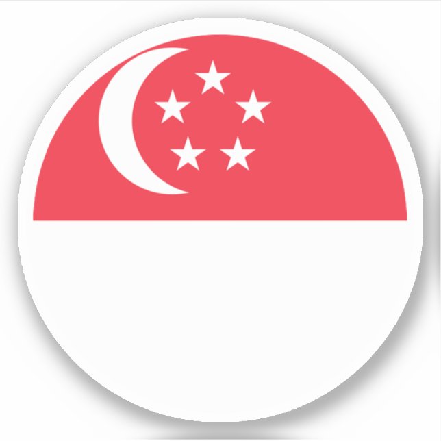 Singapore Flagga Round Sticker Klistermärken (Framsida)