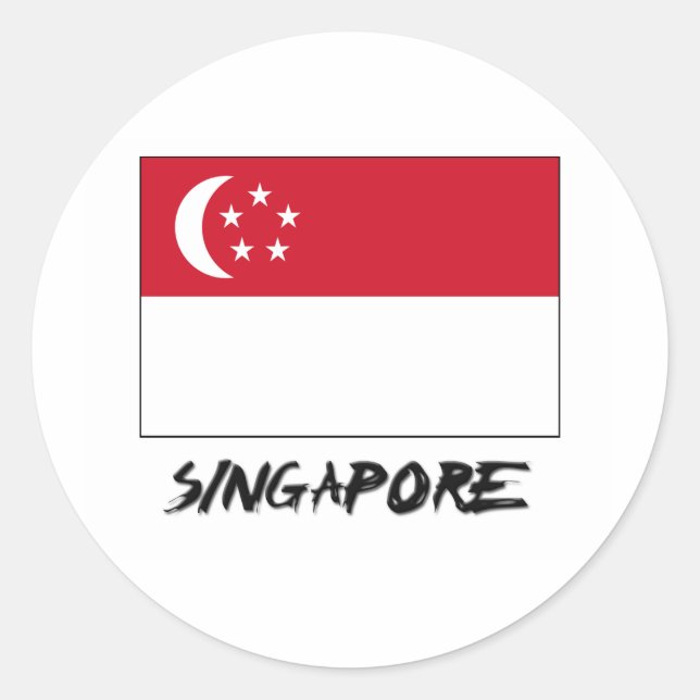 Singapore Flagga Runt Klistermärke (Framsida)