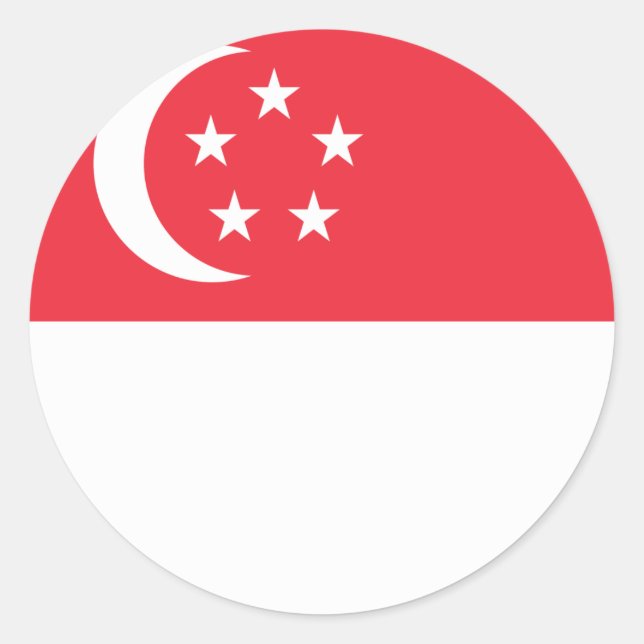 Singapore Flagga Runt Klistermärke (Framsida)