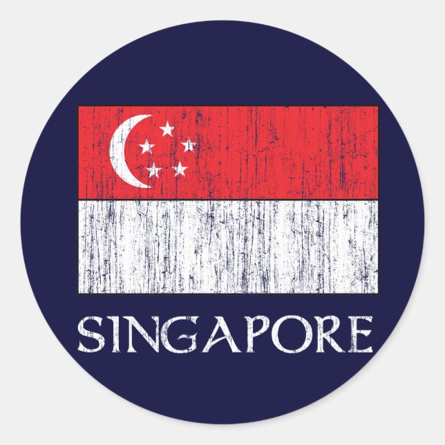 Singapore Flagga Runt Klistermärke (Framsida)