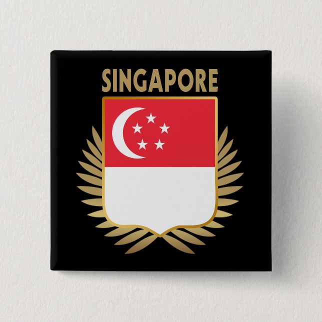 Singapore Flagga Shield Knapp (Framsida)