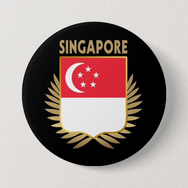 Singapore Flagga Shield Knapp (Framsida)