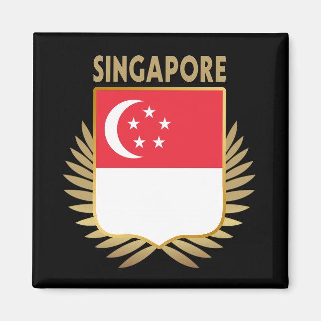 Singapore Flagga Shield Magnet (Framsidan)