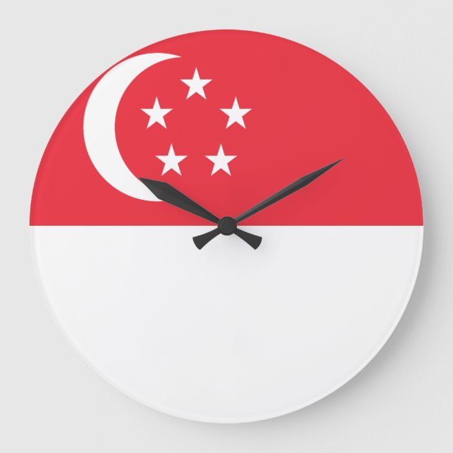 Singapore Flagga Stor Klocka (Framsida)