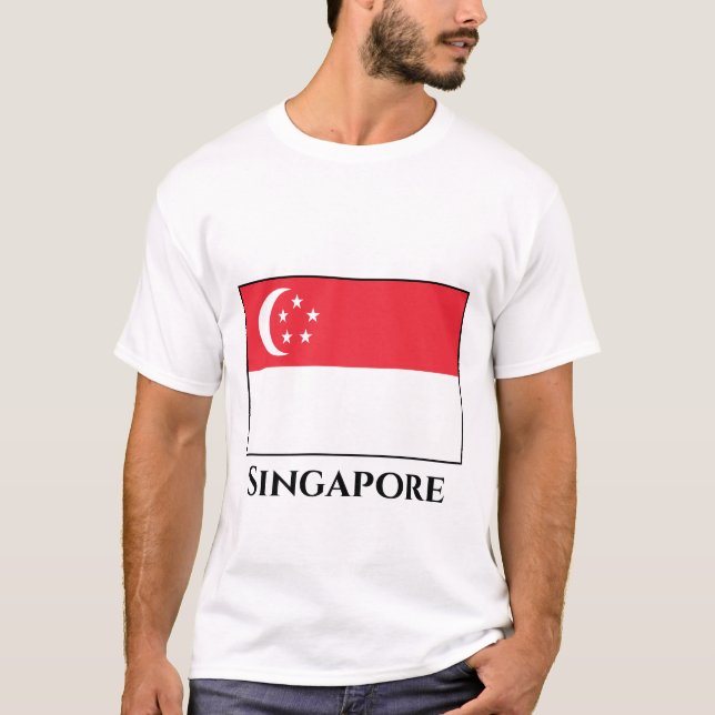 Singapore Flagga T Shirt (Framsida)