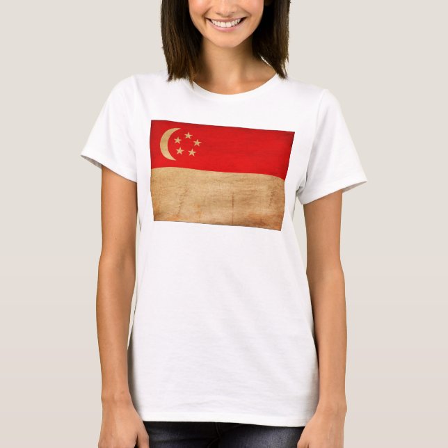Singapore flagga t-shirt (Framsida)