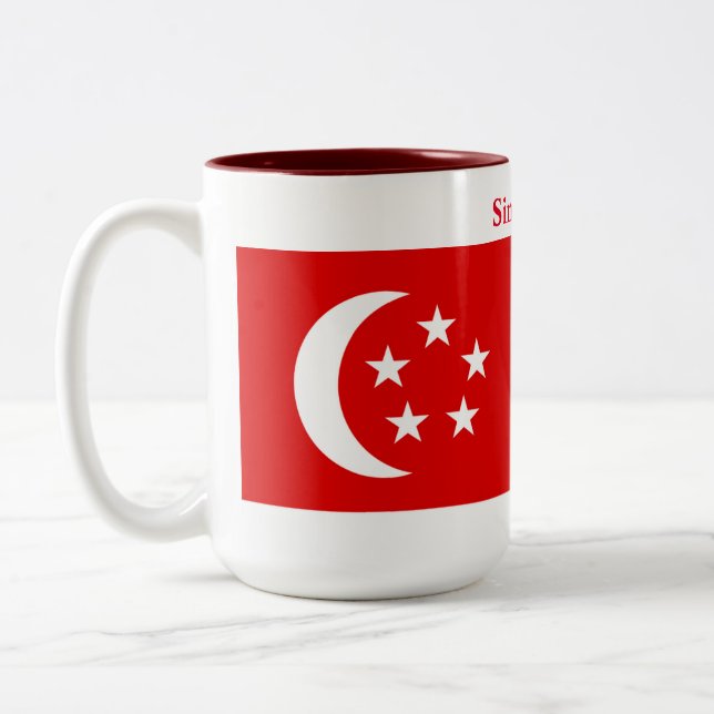 Singapore Flagga Två-Tonad Mugg (Vänster)