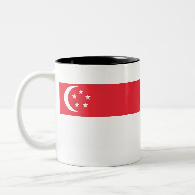 Singapore Flagga Två-Tonad Mugg (Vänster)