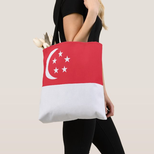 Singapore flagga tygkasse (Närbild)