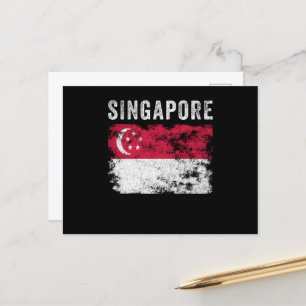 Singapore Flagga Vintage Singaporeanska Flagga Vykort