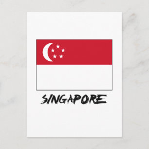 Singapore Flagga Vykort