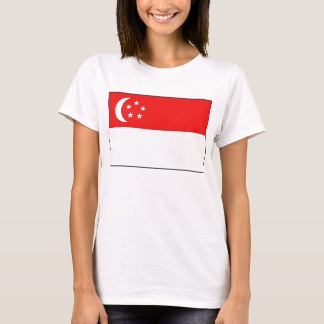 Singapore Flagga x Karta T-Shirt (Framsida)