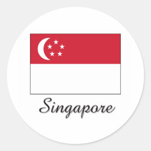 Singapore flaggadesign runt klistermärke