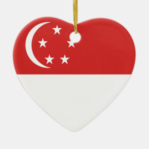 Singapore flaggahjärta julgransprydnad keramik