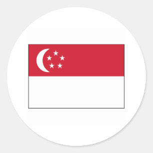 Singapore FLAGGAinternationell Runt Klistermärke