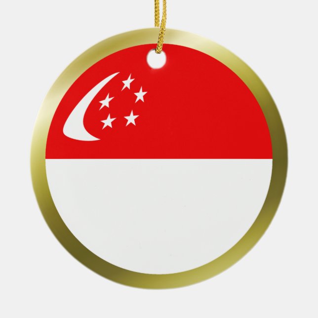 Singapore flaggaprydnad julgransprydnad keramik (Framsidan)