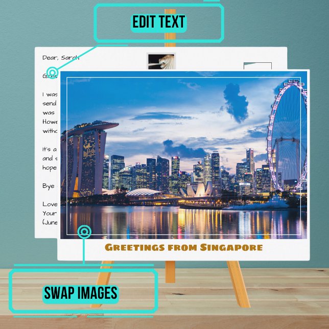 Singapore Flyer & Marina Bay Sands Modern Vykort (Please enjoy our postcard and see the others in the collection.)