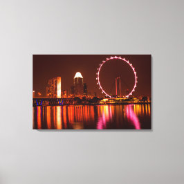 Singapore Flyer Wheel på natten med Skyline Canvas