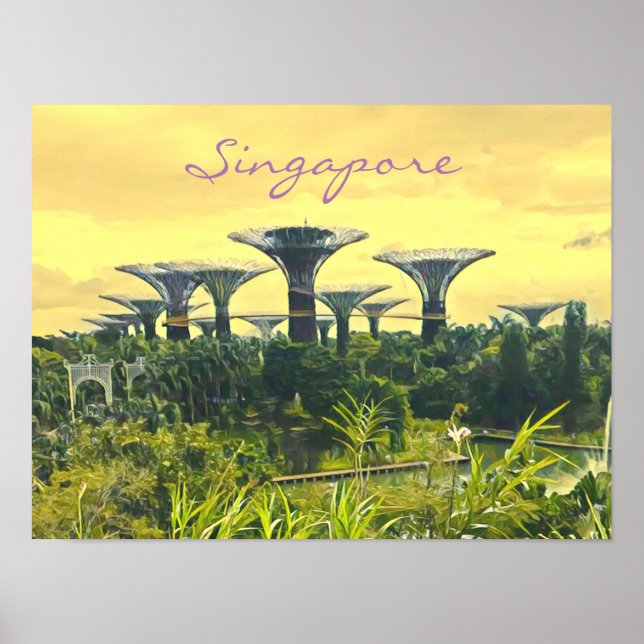 Singapore Gardens efter Bay-reseutskriften Poster (Framsidan)