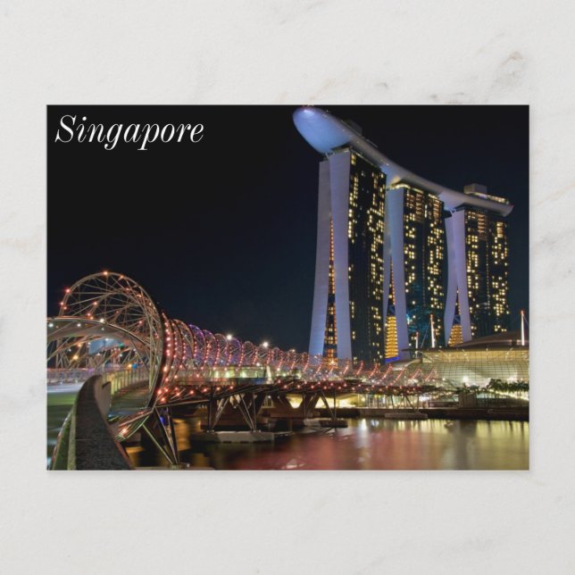 Singapore Helix Bridge vid Marina Bay Sands Vykort (Framsida)