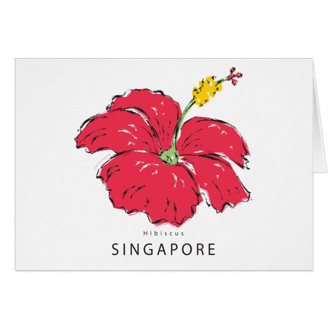 SINGAPORE HIBISCUS-SAMLING HÄLSNINGSKORT (Framsidan Horizontal)