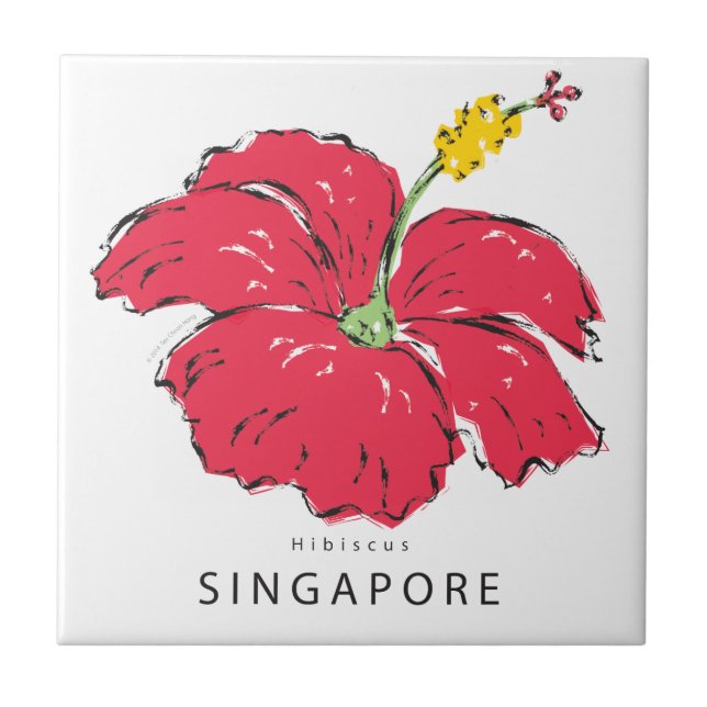 SINGAPORE HIBISCUS-SAMLING KAKELPLATTA (Framsidan)
