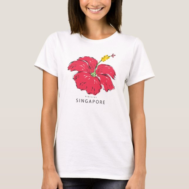SINGAPORE HIBISCUS T-Shirt (Ljusstrukturer) (Framsida)