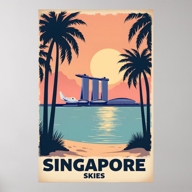 Singapore Himmel Retro Travel Poster (Framsidan)