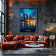 Singapore i skymning - en fantastisk stadsbild i k