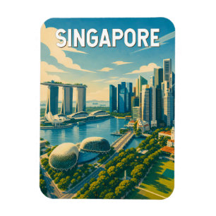 Singapore Illustration Resa Konst Vintage Magnet