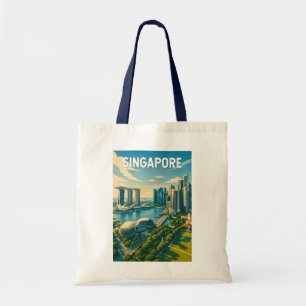 Singapore Illustration Resa Konst Vintage Tygkasse