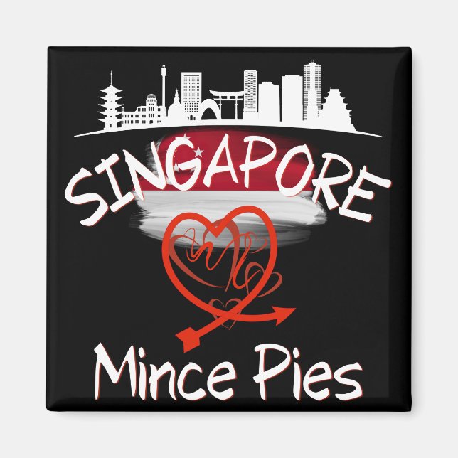 Singapore Kärlek Mince Paj Cityscape Magnet (Framsidan)