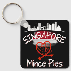 Singapore Kärlek Mince Paj Cityscape Nyckelring