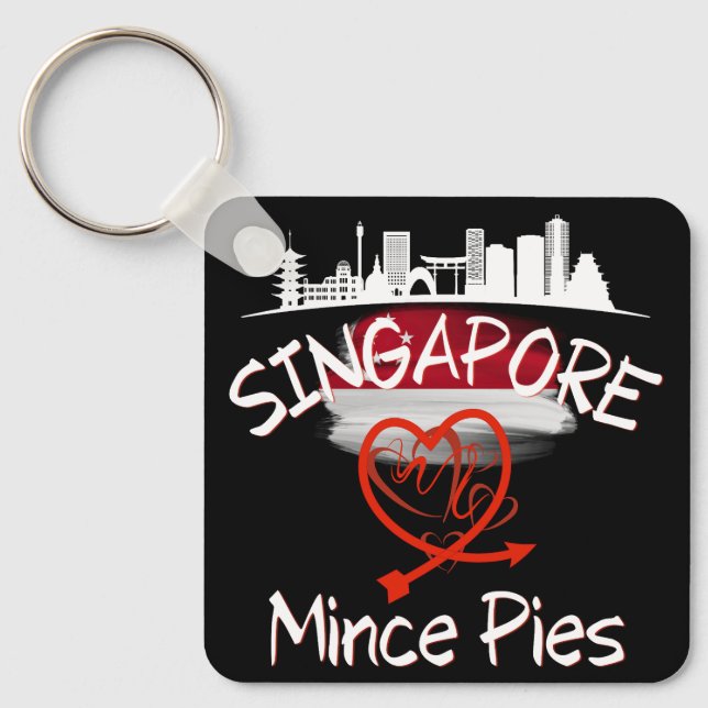 Singapore Kärlek Mince Paj Cityscape Nyckelring (Framsida)