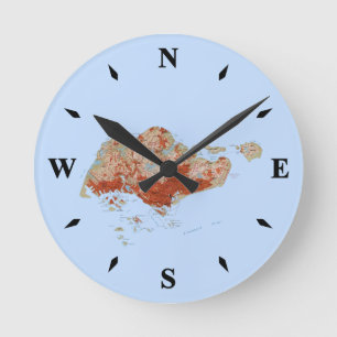 Singapore Karta Clock Rund Klocka