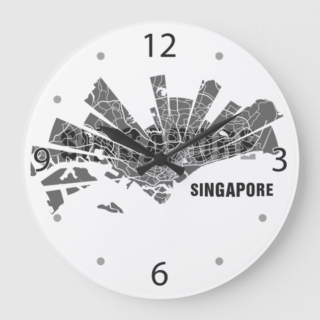 Singapore Karta Clock Stor Klocka (Framsida)